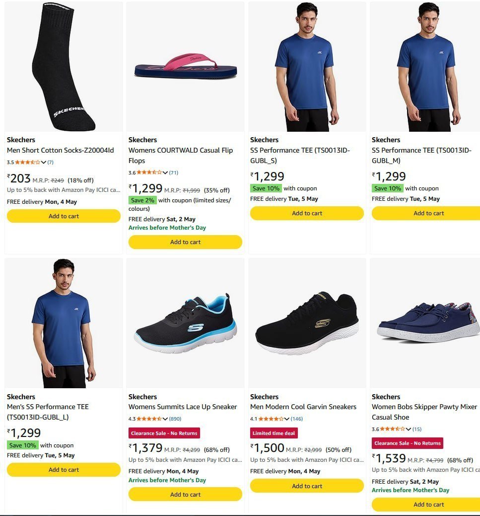 Looooot Coupon Cashback Skechers 70 Starting From Rs 1379 Amazon