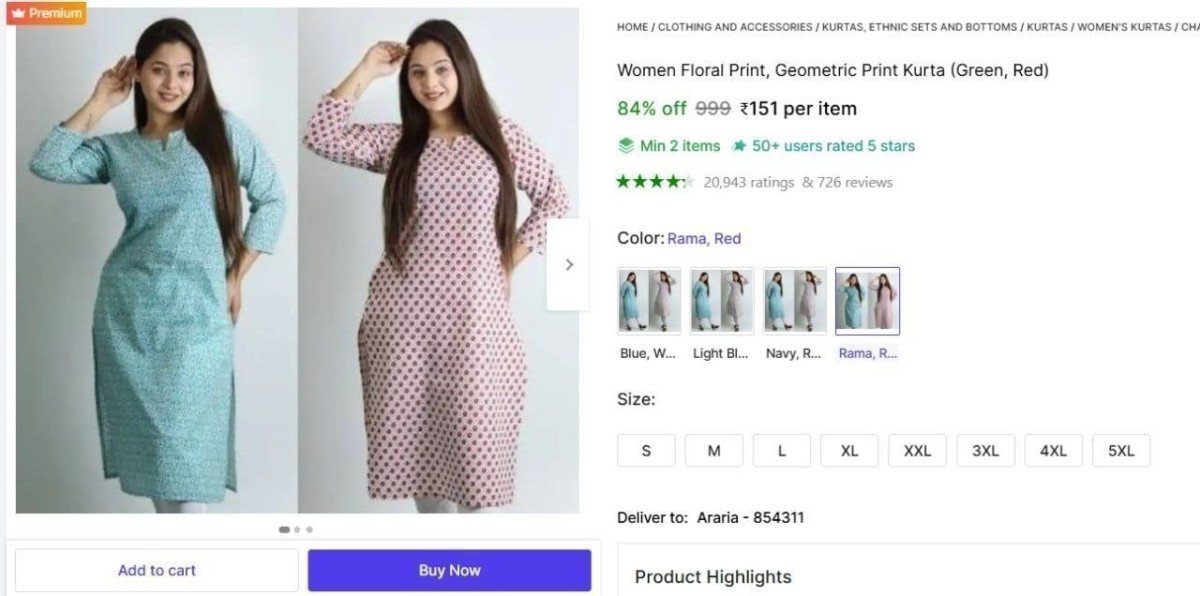 Women Floral Print, Geometric Print Kurta (Green, Red) @ Rs.151

 

Min. 2 Qty

More Details 👉 

📢 Join WhatsApp Deals


#DealsHeaven #LootDeals #BestDeals