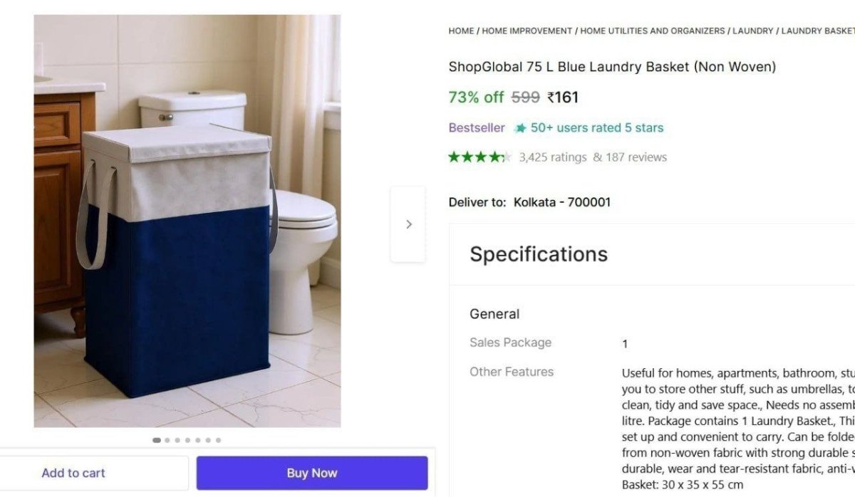 75 L Blue Laundry Basket (Non Woven) @ Rs.161

 

More Details 👉 

📢 Join WhatsApp Deals


#DealsHeaven #LootDeals #BestDeals