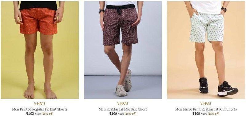 Men Shorts From Rs 163