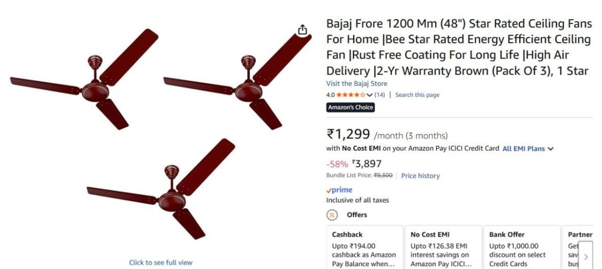 Bajaj Frore Ceiling Fan (Pack Of 3) @ 3897.



More Details 👉 

📢 Join WhatsApp Deals


#DealsHeaven #LootDeals #BestDeals