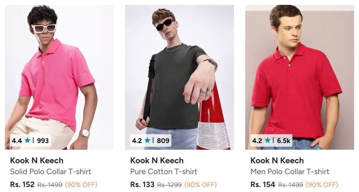 Myntra Loot 90 On Kook N Keech T-shirt Men S Women Best In India