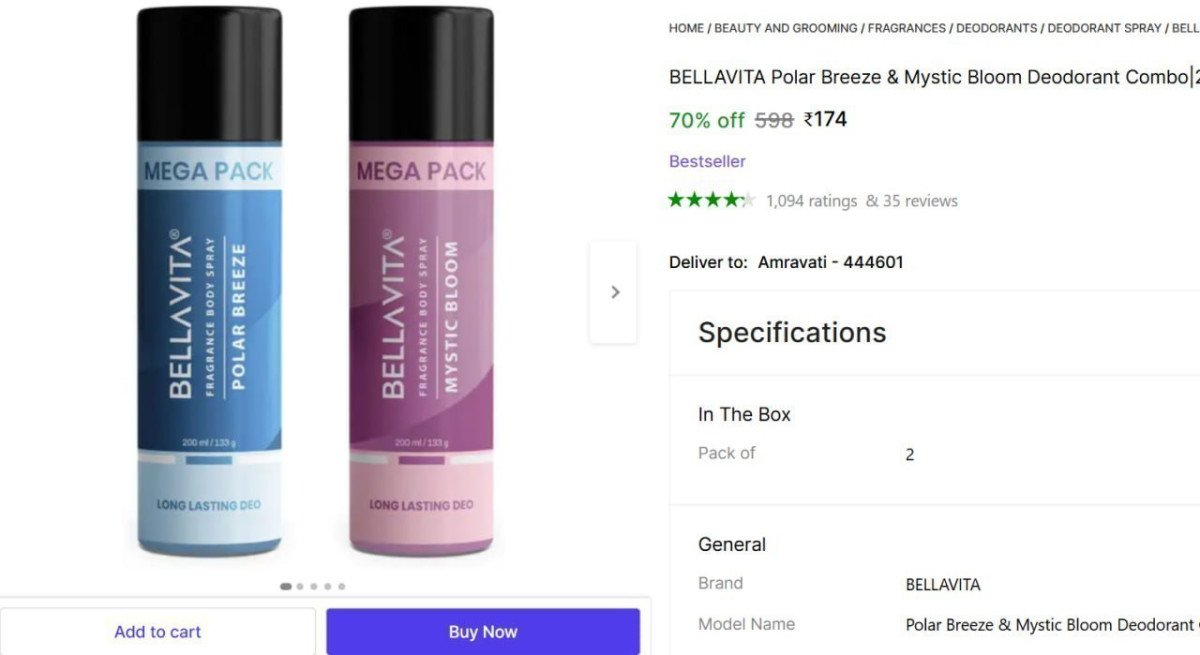 🔥  BELLAVITA Perfume 400ml (Pack Of 2) @ ₹174

🔗 

More Details 👉 

📢 Join WhatsApp Deals


#DealsHeaven #LootDeals #BestDeals