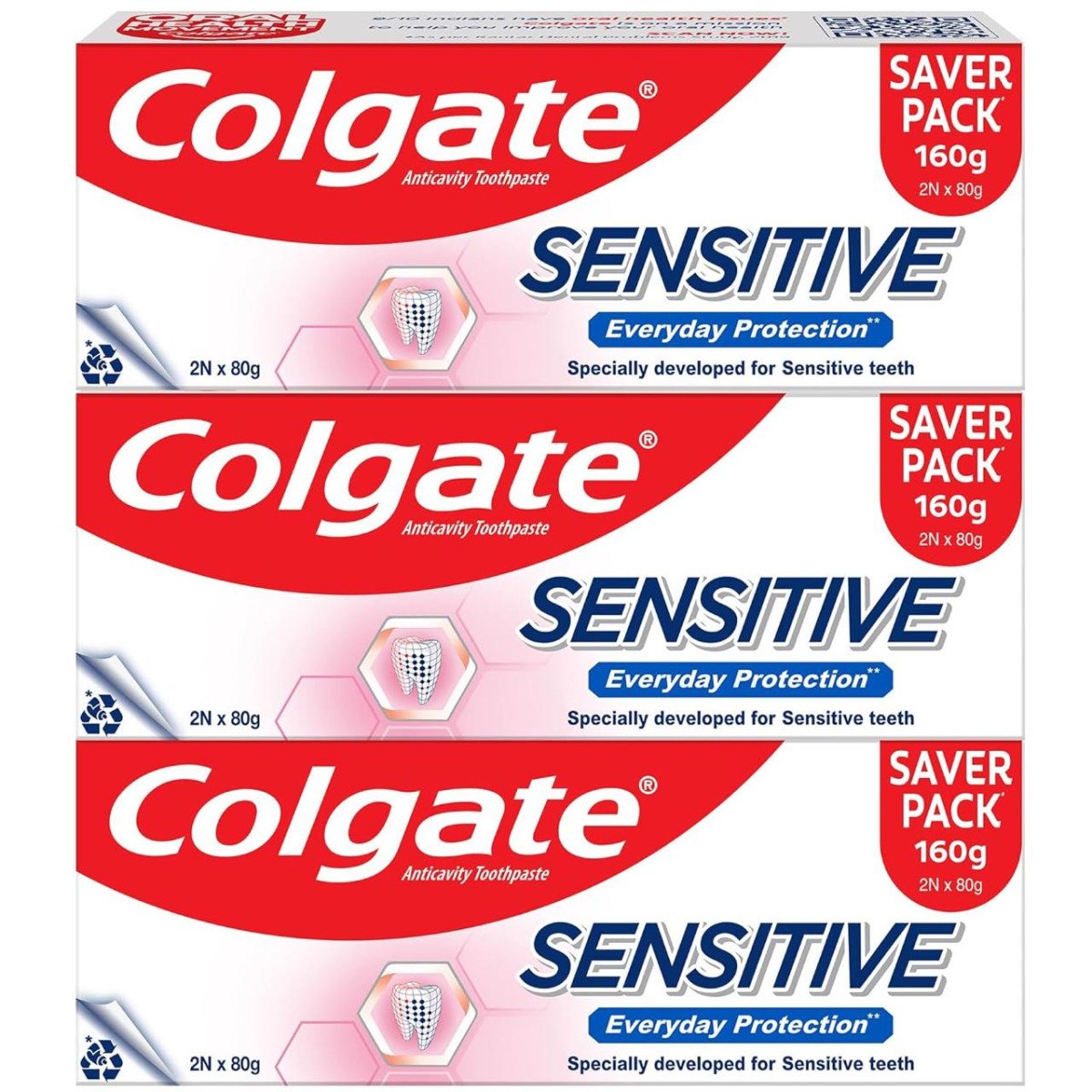 Colgate Sensitive Everyday Protection Toothpaste 480g (pack Of 3 X 160g) 27