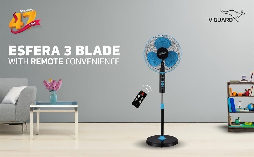Apply 700 Couponv-guard Esfera 3 Blade Pedestal Fan With Remote 2599 Best I