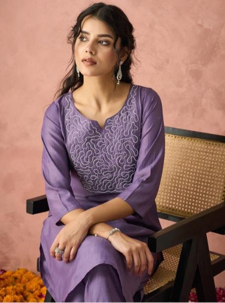 Kalini Embroidered Thread Work Straight Kurta With
