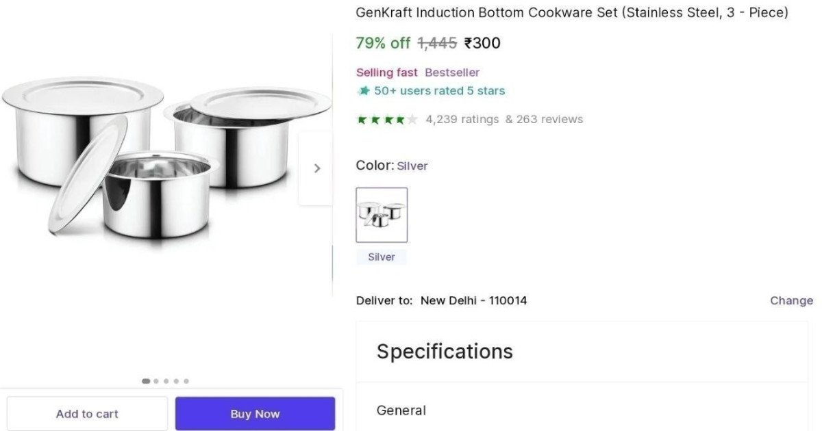 SS Induction Bottom Cookware Set (3 Pcs) at ₹300

 

More 
