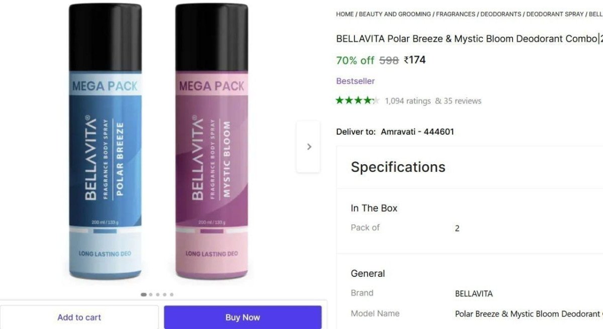 BELLAVITA Perfume 400ml (Pack Of 2) @ ₹174

 

More Details 👉 

📢 Join WhatsApp Deals


#DealsHeaven #LootDeals #BestDeals