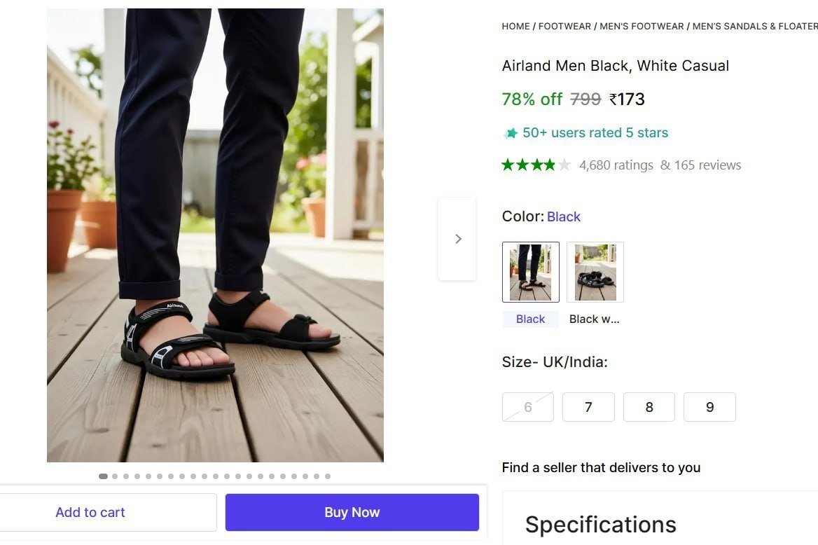 🔥  Men Black, White Casual Sandal @ ₹173

🔗 

Mo