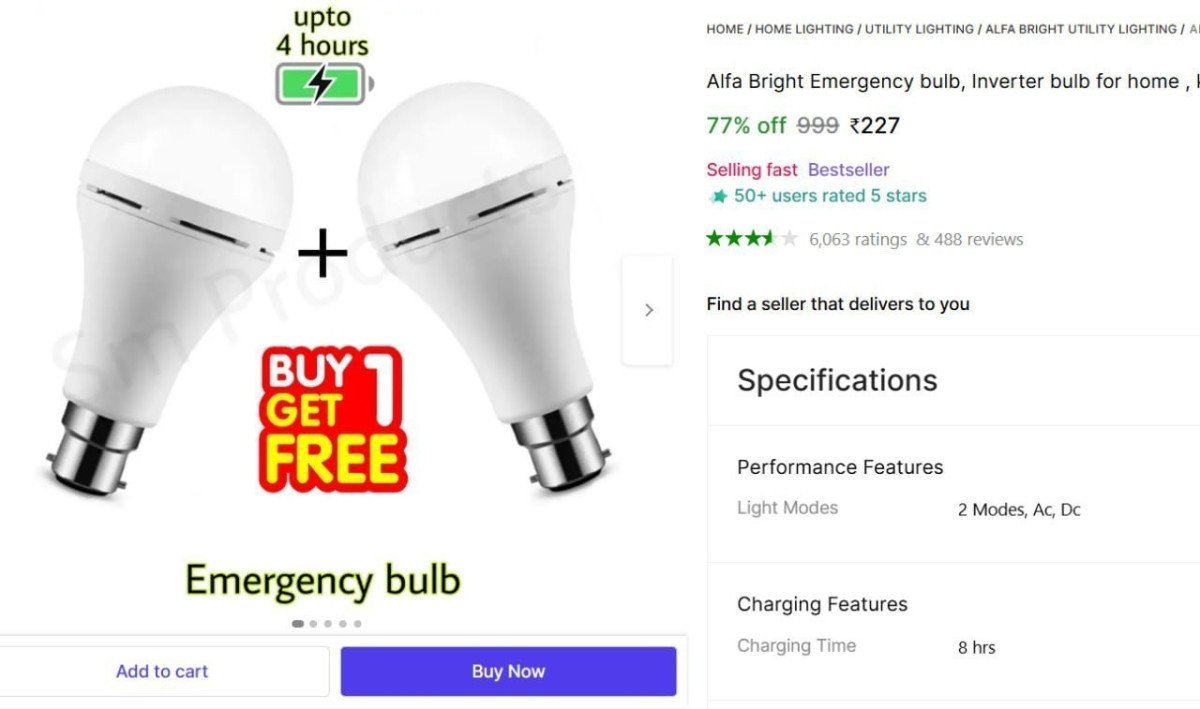🔥  Emergency bulb, Pack Of 2 @ ₹227

🔗 

More De