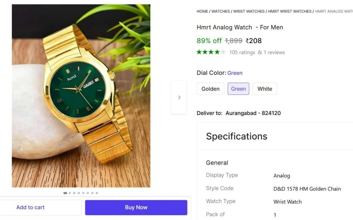 🔥  Hmrt Analog Watch  - For Men @ ₹208

🔗 

More