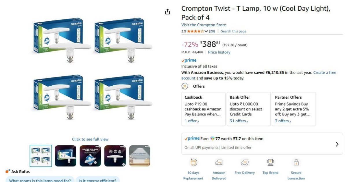 Crompton T Lamp 10W (Pack Of 4) @ 388.



More Details 👉 