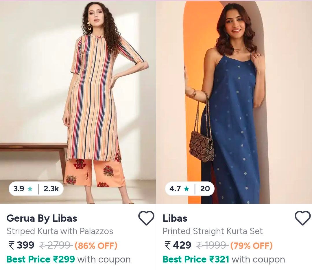 Myntra | 👚 Libas Women's Clothing - Up to 80% Off!

Kurta

🛒 Deal Price: Up to 80% Off



Kurta Sets

🛒 Deal Price: Up to 86% Off



More Details 👉 

📢 Join WhatsApp Deals


#DealsHeave...