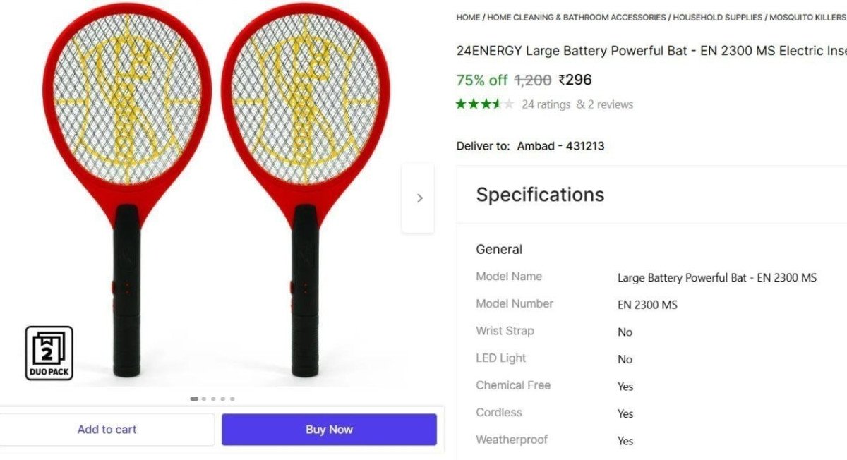 (Pac Of 2) Electric Insect Killer Bat@ ₹296

 

More Detai