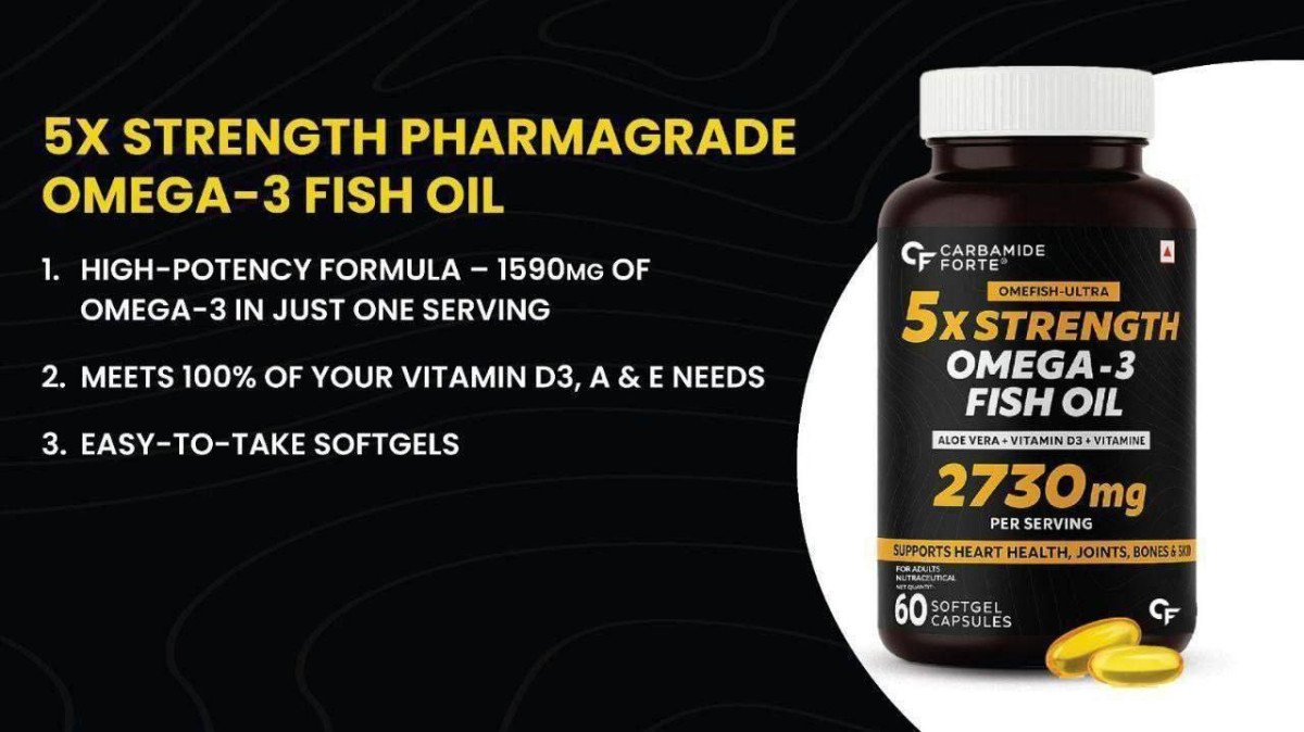 Carbamide Forte 5X Strength Omega 3 Fish Oil Capsules @ ₹5