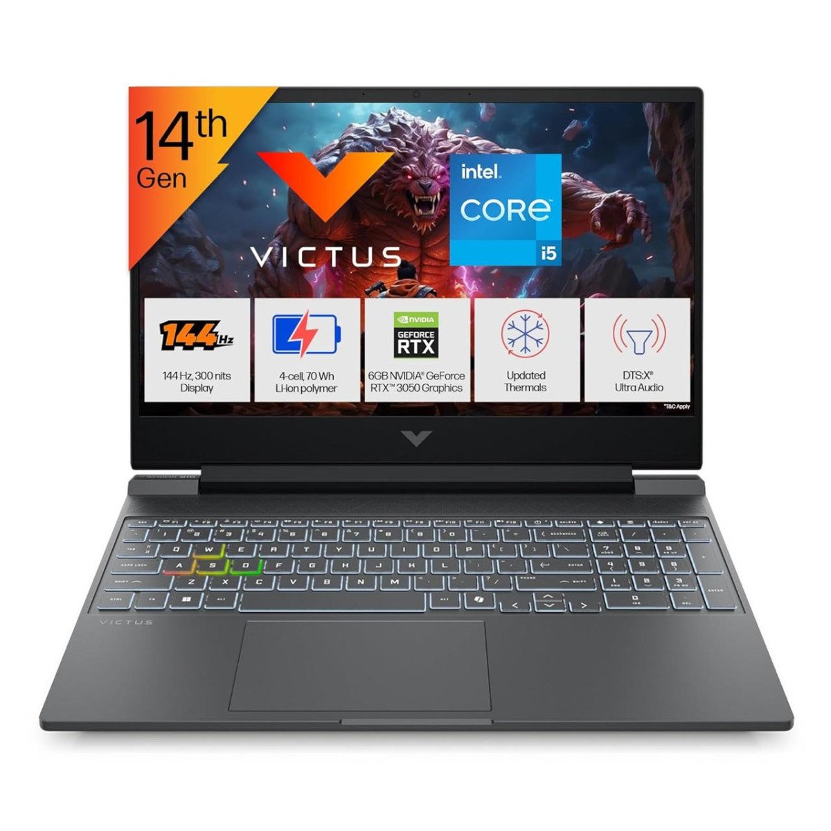 🔥 HP Victus, 14th Gen Intel Core i5-14450HX, 6GB RTX 3050, 24GB DDR5, 512GB SSD, FHD, 144Hz, IPS, 300 nits, 15.6''/39.6cm, Win11, M365* Office24, Mica Silver, 2.3kg, fa2303tx/fa2315tx, RGB Gaming L...