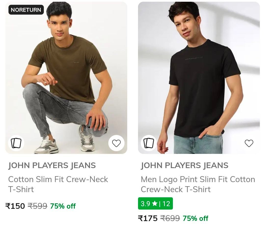 🔥AJIO : Upto 80% Off : John Players Clothing

⚡Jeans – 
⚡Shirts – 
⚡T-Shirts – 

More Details 👉 

📢 Join WhatsApp Deals


#DealsHeaven #LootDeals #BestDeals
#deals 
#budgetfriend...