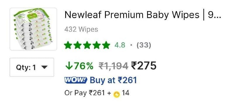 Loot : Newleaf Premium Baby Wipes With Lid, Pack of 6 (432 W