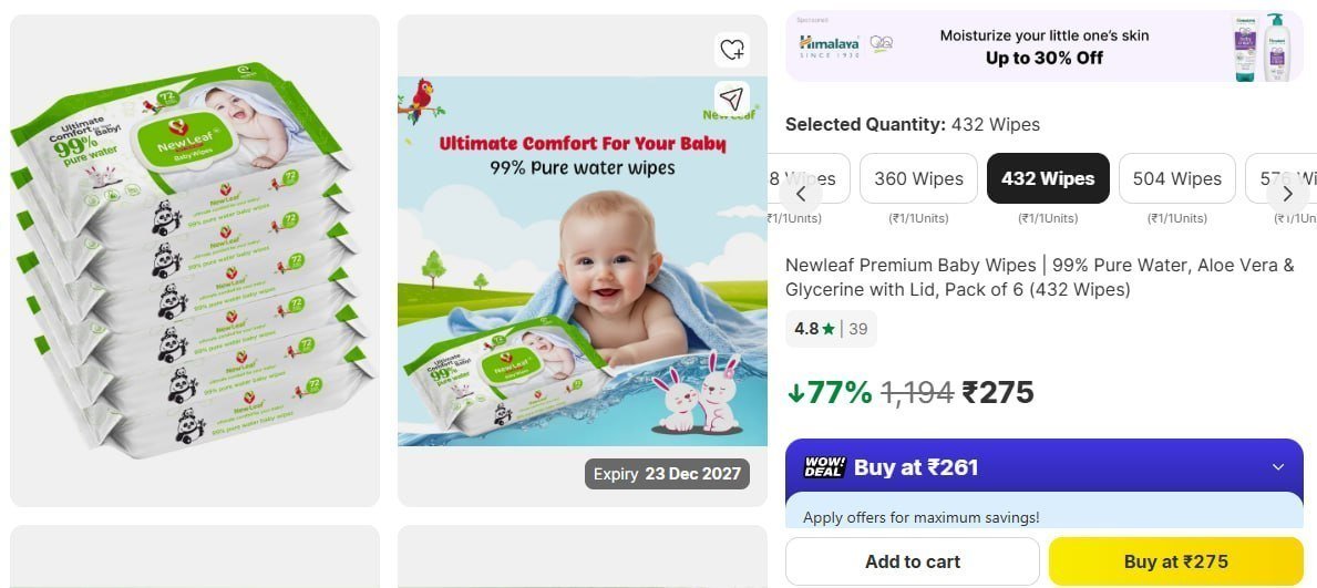 Premium Baby Wipes (432 Wipes) @ 275.



More Details 👉 

📢 Join WhatsApp Deals


#DealsHeaven #LootDeals #BestDeals
#deals 
#budgetfriendly 
#hotdeals
#trending
#dealoftheday