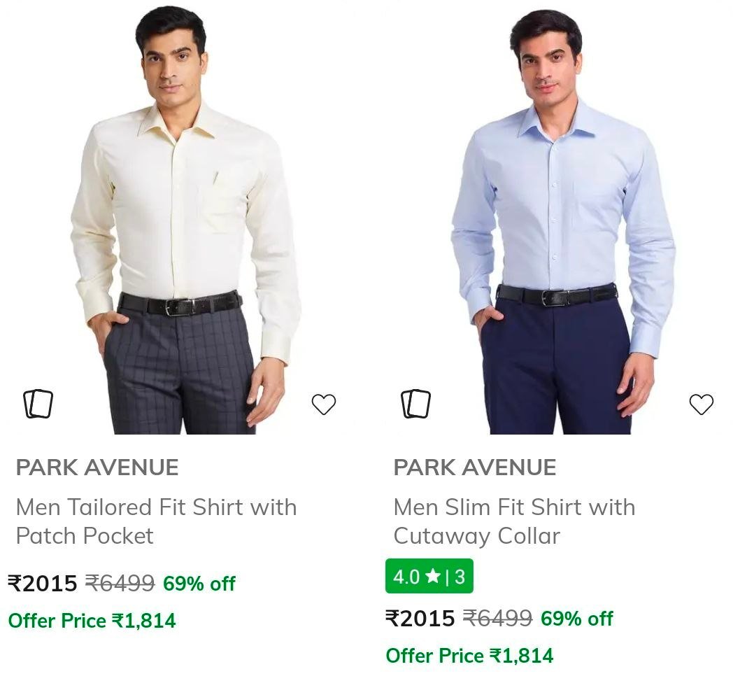 Ajio | Min. 65% Off On Raymond, Park Avenue & Parx Clothing.