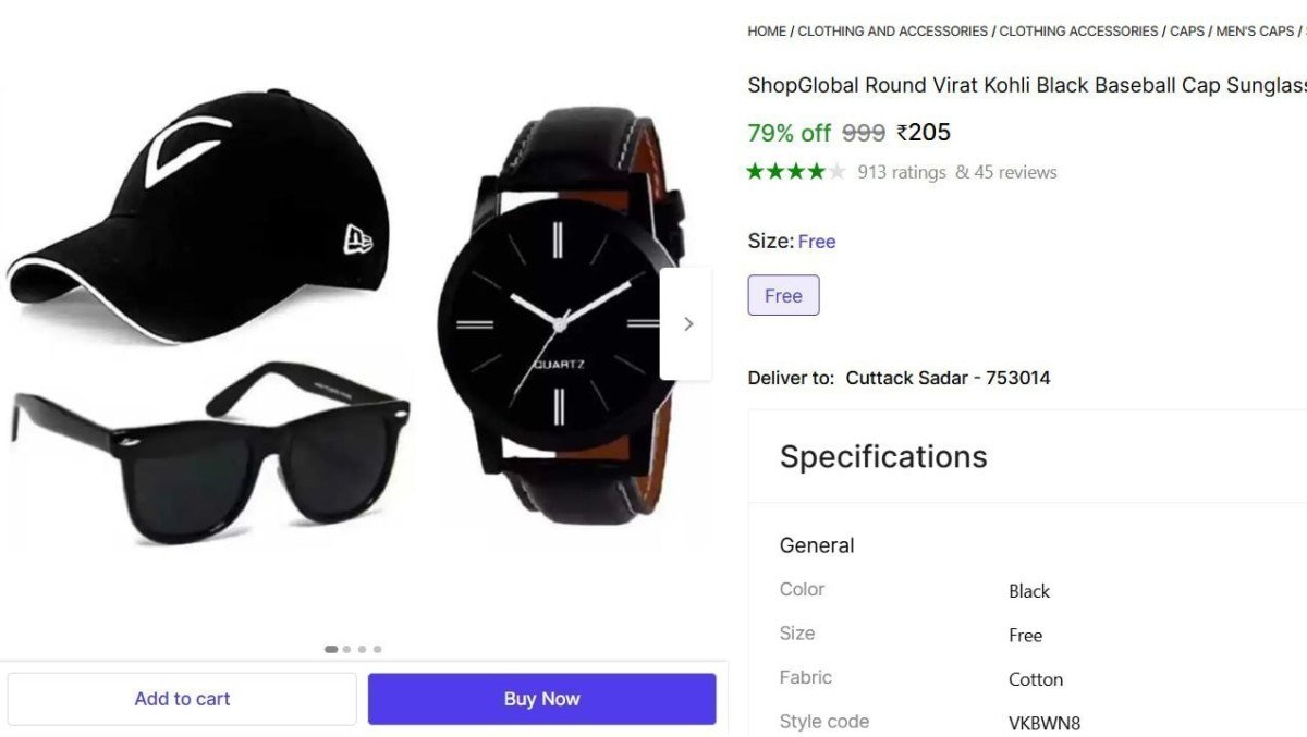 Cap Sunglasses Watch Combo 205