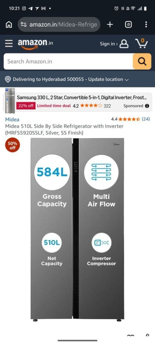 Grab 🔥

42740₹

2250 off with axis bank cc🔥



Midea 510L Side By Side Refrigerator with Inverter (MRFS5920SSLF, Silver, SS Finish)

More Details 👉 

📢 Join WhatsApp Deals


#DealsHeaven...