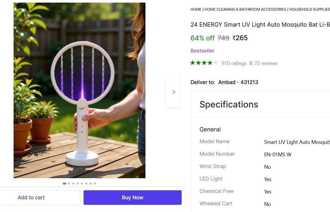 🔥  Electric Insect Killer (Bat) @ ₹265

🔗 

More