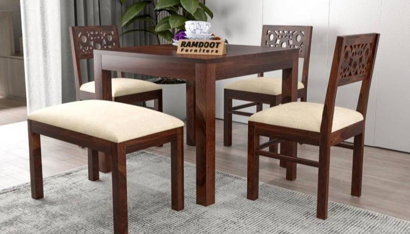 💥Solid Sheesham Wood 4 Seater Dining Table Set | Four Sea