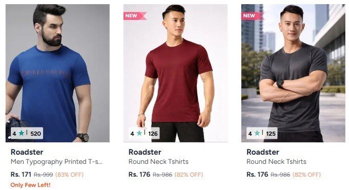Myntra 85 On Roadster Clothing Mens Womens Best In India