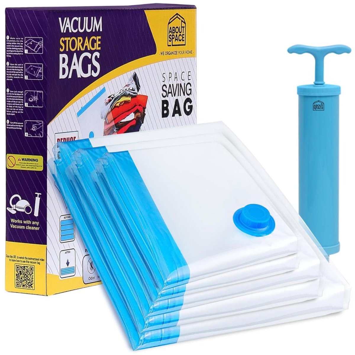 🔥ABOUT SPACE 3 Pack Vacuum Bags for Travel with Hand Pump (1 Large/2 Medium) Polyamide Polyethylene Airtight Ziplock Reusable Space Saver Compression Storage Bags 

🎁 Deal Price : ₹450

Buy h...