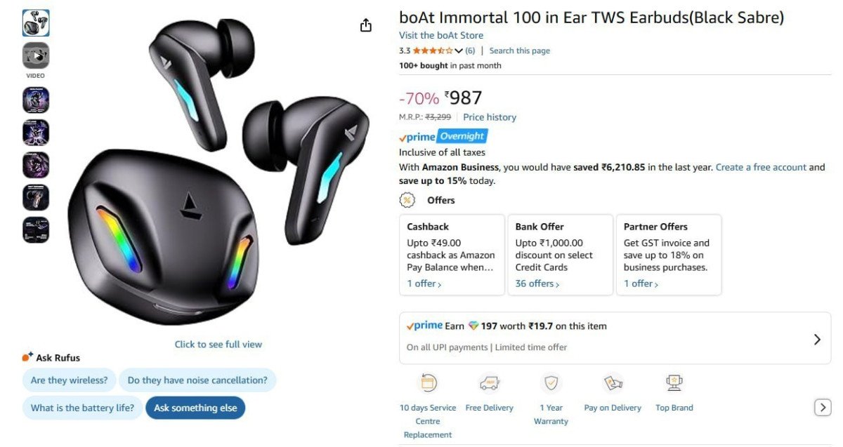 boAt Immortal 100 TWS Earbuds @ 987.
 


More Details 👉 

📢 Join WhatsApp Deals


#DealsHeaven #LootDeals #BestDeals
#deals 
#budgetfriendly 
#hotdeals
#trending
#dealoftheday