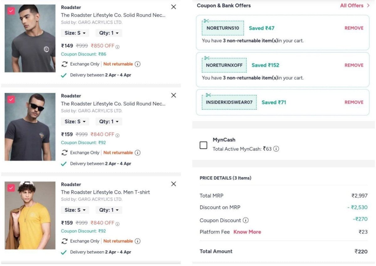 .

Myntra LOOTTT 💥 
Add 3 Quantity
Apply All Coupons In Cart



More Details 👉 

📢 Join WhatsApp Deals


#DealsHeaven #LootDeals #BestDeals
#deals 
#budgetfriendly 
#hotdeals
#trending
#dea...