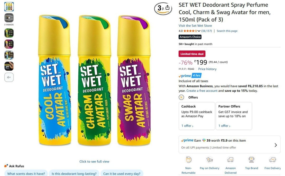 Set Wet Deodorant (Pack of 3) @ 199.
 


More Details 👉 
