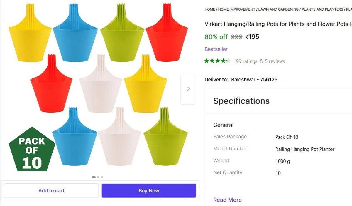 Pack Of 10 Hanging Pot @ ₹195



More Details 👉 

📢 Join WhatsApp Deals


#DealsHeaven #LootDeals #BestDeals
#deals 
#budgetfriendly 
#hotdeals
#trending
#dealoftheday