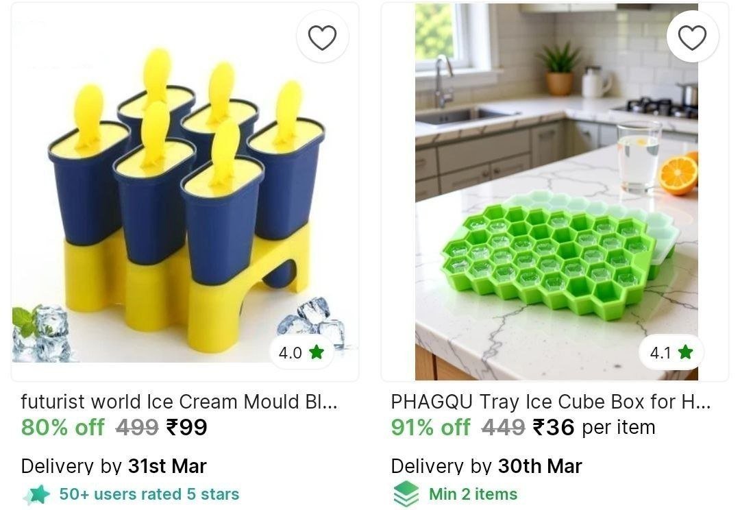 💥 Ice Cube Tray @ ₹36



💥 Ice Cream Mould @ ₹99



Check Min Buy Quantity

More Details 👉 

📢 Join WhatsApp Deals


#DealsHeaven #LootDeals #BestDeals
#deals 
#budgetfriendly 
#hotd...