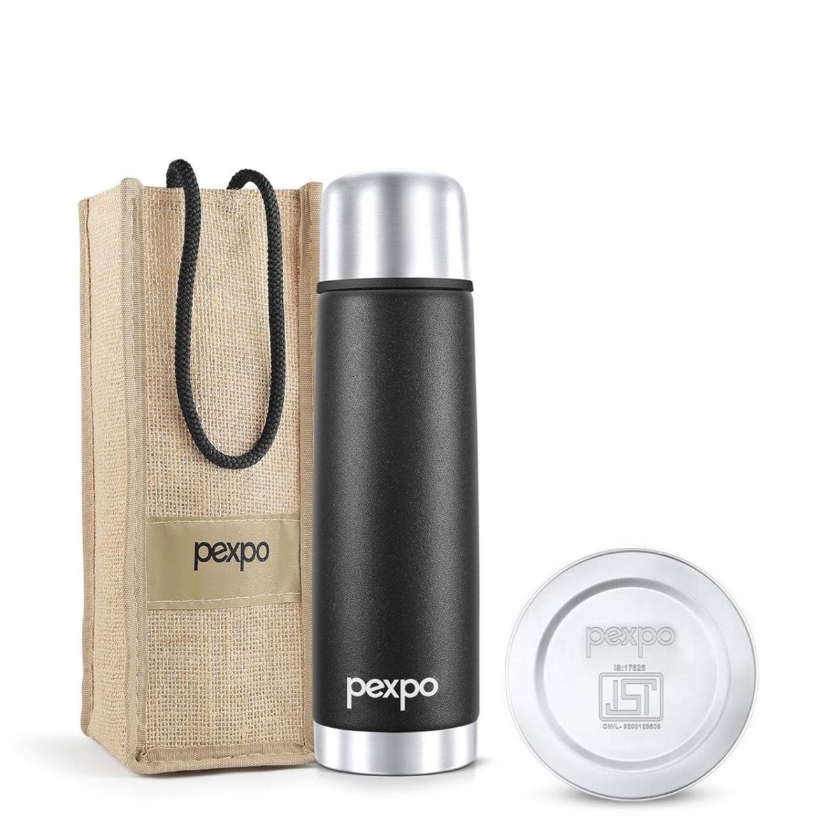 Pexpo Stainless Steel Water Bottle 500ml Isi Certified Hot Cold Flask With Jute Bag 424 Best In India