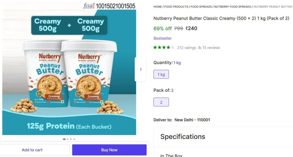Nutberry Peanut Butter 1kg 240 Best In India