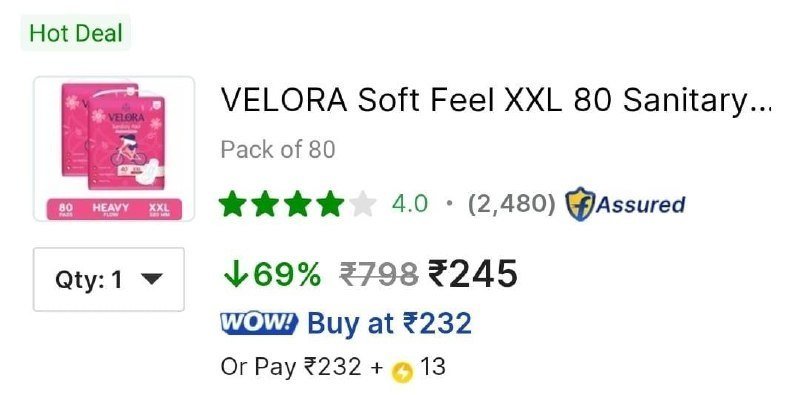 Lowest : XXL - 320 MM Sanitary Pads (Pack of 2, 80 Pads) @�