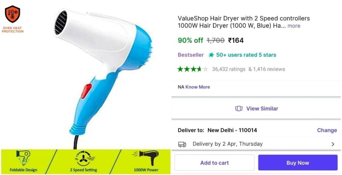 🔥  Hair Dryer with 2 Speed at ₹164

🔗 

Good Rating & Review

More Details 👉 

📢 Join WhatsApp Deals


#DealsHeaven #LootDeals #BestDeals
#deals 
#budgetfriendly 
#hotdeals
#trendi...