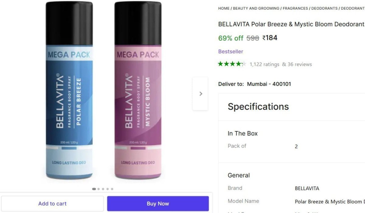🔥  BELLAVITA Perfume (Pack Of 2) @ ₹184

🔗 

More Details 👉 

📢 Join WhatsApp Deals


#DealsHeaven #LootDeals #BestDeals
#deals 
#budgetfriendly 
#hotdeals
#trending
#dealoftheday