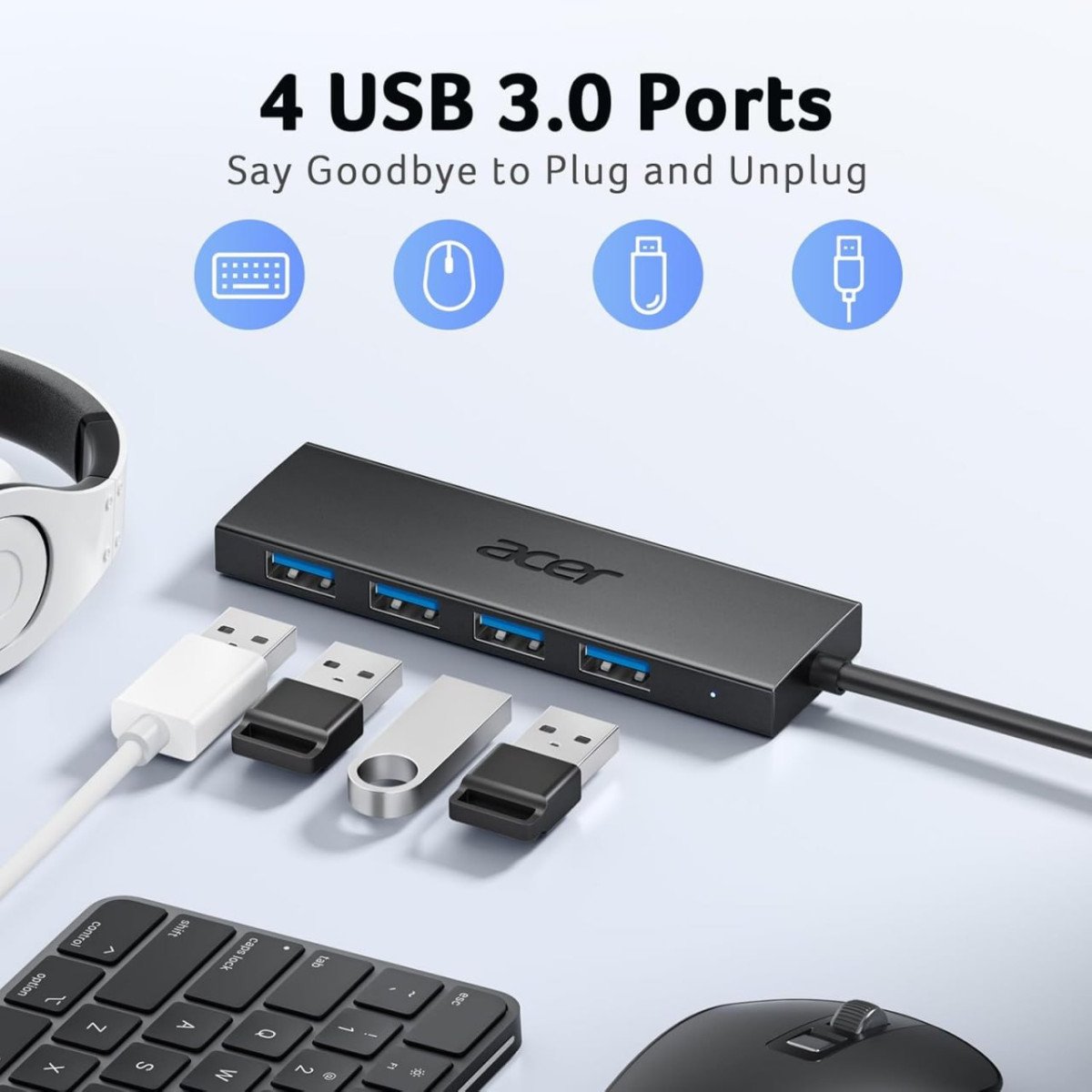 Acer Usb Hub For Laptops 4-in-1 Multi Usb 3 0 853