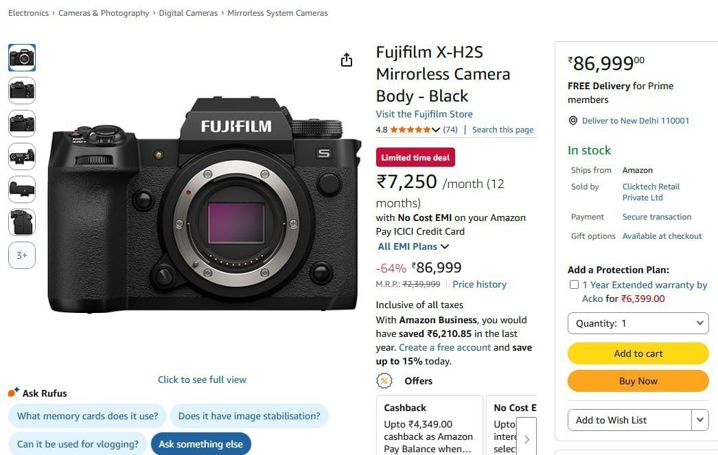 Fujifilm X-H2S Mirrorless Camera Body @86999 



More : 

More Details 👉 

📢 Join WhatsApp Deals


#DealsHeaven #LootDeals #BestDeals
#deals 
#budgetfriendly 
#hotdeals
#trending
#dealoftheday