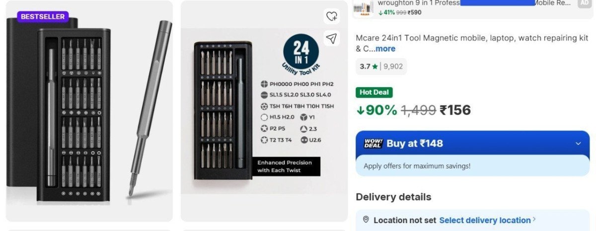 🔥Flipkart : Mcare 24in1 Tool Magnetic mobile, laptop, watch repairing kit @ ₹156.

 

More Details 👉 

📢 Join WhatsApp Deals


#DealsHeaven #LootDeals #BestDeals
#deals 
#budgetfriendly 
...