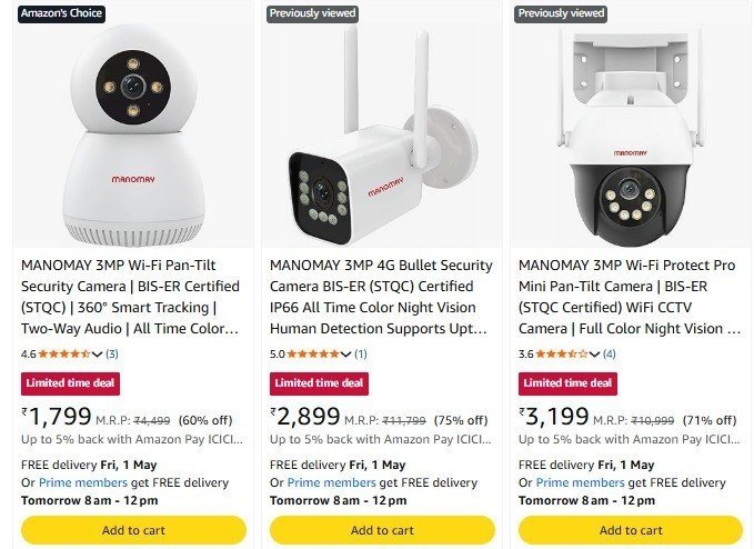 Amazon 75 Manomay Security Camera Color Night Vision Link