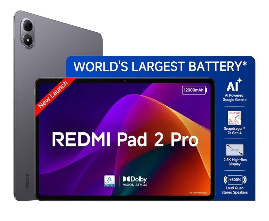 🔥🔥Redmi Pad 2 Pro [Smartchoice] | 12000mAh | Snapdragon 7s Gen 4 |12.1-inch, 2.5K Display| Dolby Vision Atmos | Wi-Fi 6| AI Powered | 8GB,128GB 

🎁 Deal Price : ₹21,999

Buy Here : 

💥Ba...