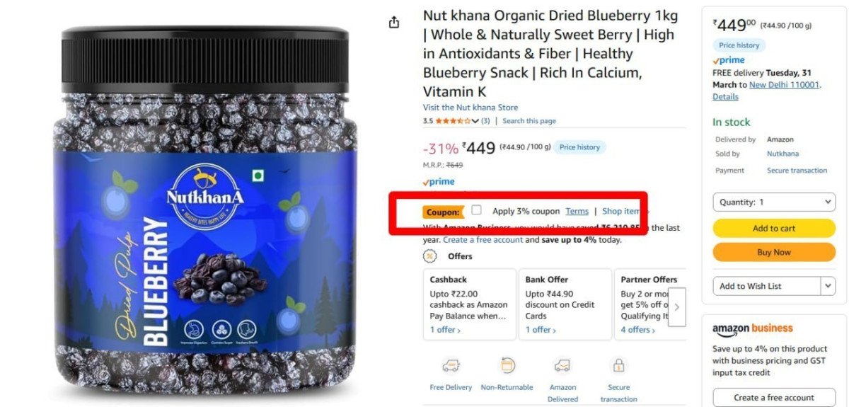Dried Blueberry, 1 Kg @ 449 + Coupon.



More Details 👉 

📢 Join WhatsApp Deals


#DealsHeaven #LootDeals #BestDeals
#deals 
#budgetfriendly 
#hotdeals
#trending
#dealoftheday