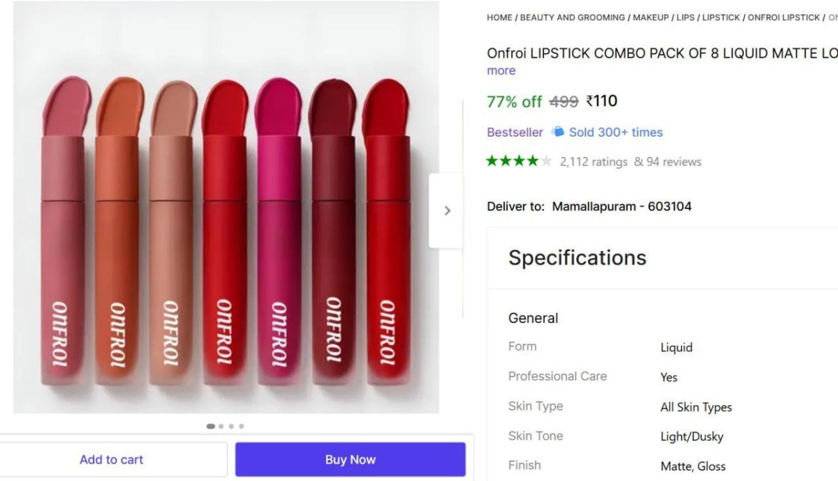 Matte Lipstick (Set of 8) at ₹110



More Details 👉 

📢 Join WhatsApp Deals


#DealsHeaven #LootDeals #BestDeals
#deals 
#budgetfriendly 
#hotdeals
#trending
#dealoftheday