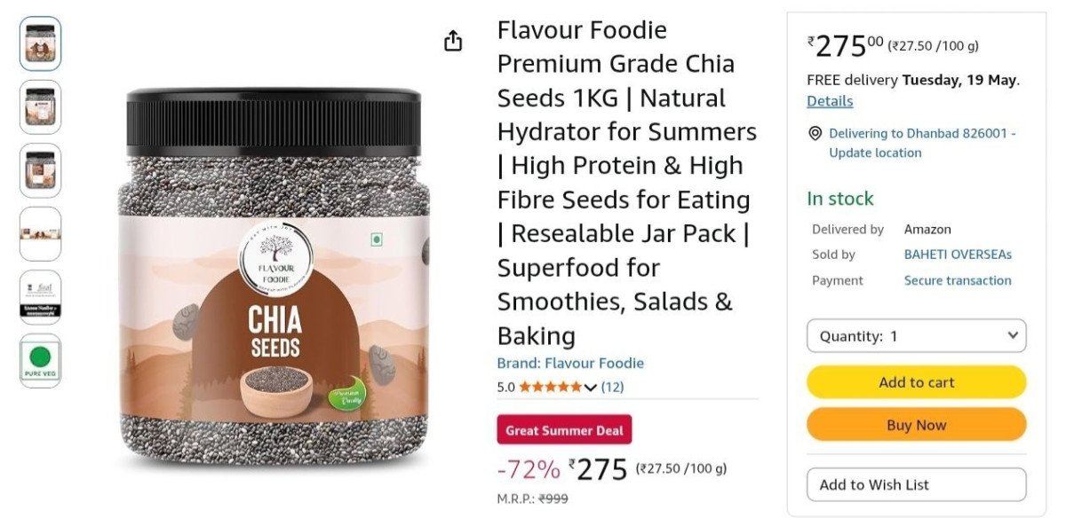 Loot Premium Chia Seeds 1kg 275buy Maximum Qu