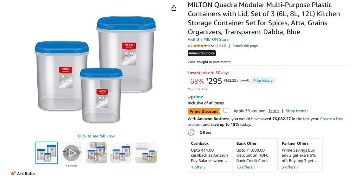 Milton Multi-purpose Plastic Containers With Lid Set Of 3 295