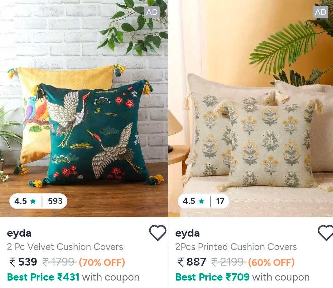 Myntra | Saree Organisers at Min 70% Off
🔗

Embroidered Cushion Covers at Min 60% Off
🔗

Table Covers Min 70% Off
🔗

eyda Premium Cushion Covers at min 50% off
🔗

More Details 👉 

📢 ...